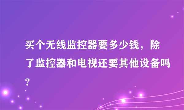 买个无线监控器要多少钱，除了监控器和电视还要其他设备吗？