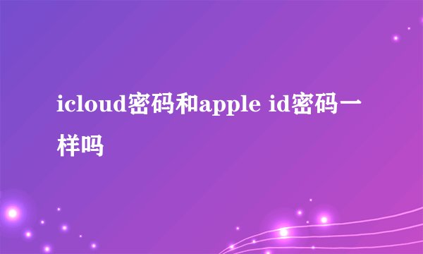 icloud密码和apple id密码一样吗