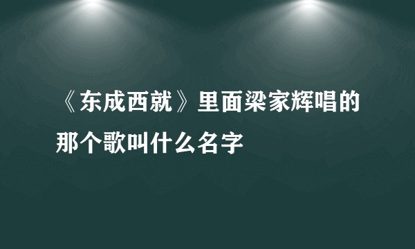 《东成西就》里面梁家辉唱的那个歌叫什么名字