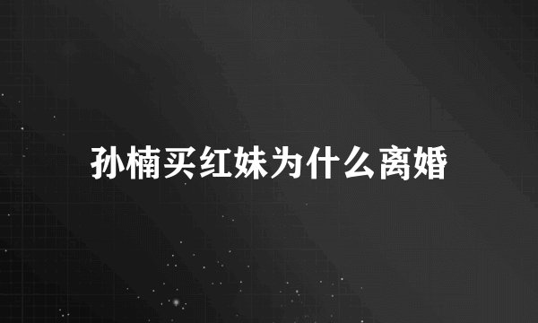 孙楠买红妹为什么离婚