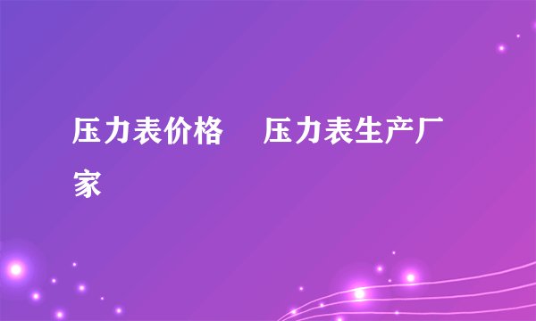 压力表价格 　压力表生产厂家
