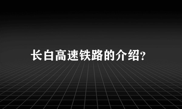 长白高速铁路的介绍？