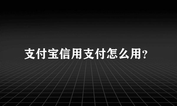 支付宝信用支付怎么用？