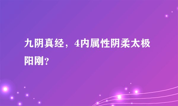 九阴真经，4内属性阴柔太极阳刚？