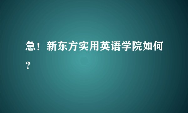 急！新东方实用英语学院如何？