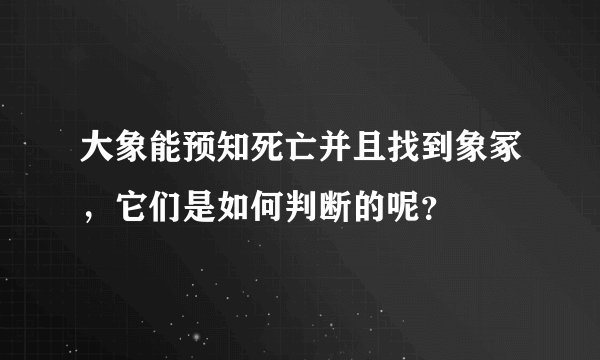 大象能预知死亡并且找到象冢，它们是如何判断的呢？