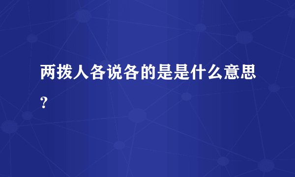 两拨人各说各的是是什么意思？