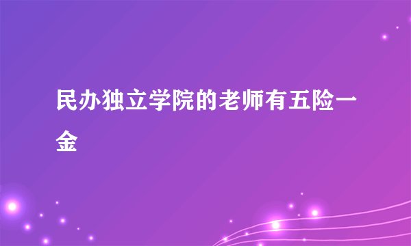 民办独立学院的老师有五险一金