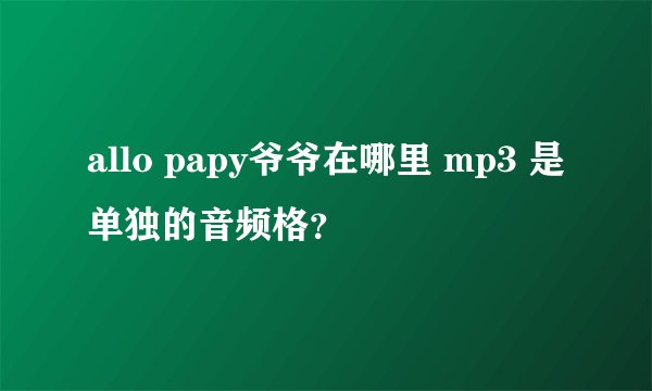 allo papy爷爷在哪里 mp3 是单独的音频格？