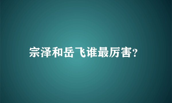 宗泽和岳飞谁最厉害？