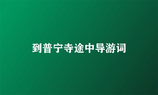 到普宁寺途中导游词