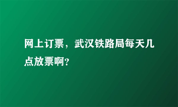 网上订票，武汉铁路局每天几点放票啊？