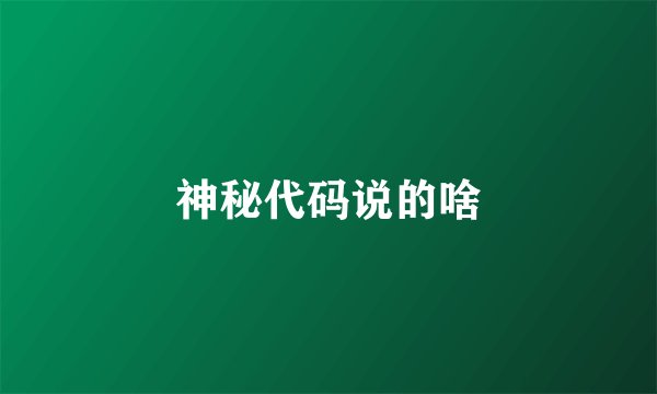 神秘代码说的啥