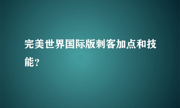 完美世界国际版刺客加点和技能？
