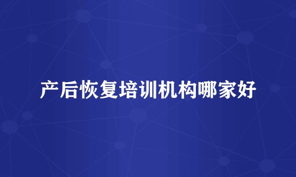 产后恢复培训机构哪家好