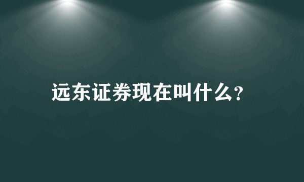 远东证券现在叫什么？