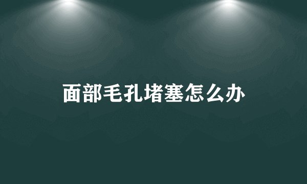 面部毛孔堵塞怎么办