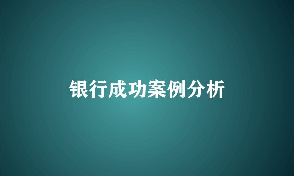 银行成功案例分析