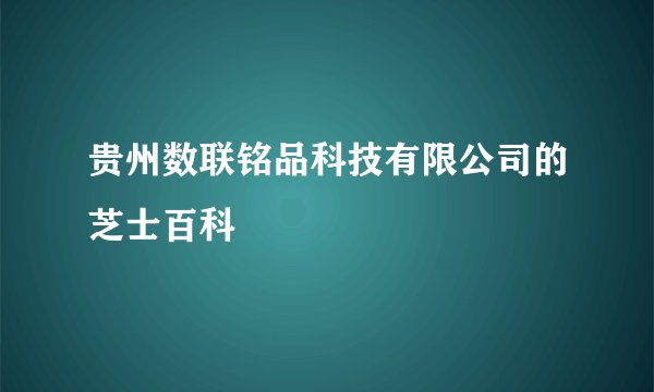 贵州数联铭品科技有限公司的芝士百科