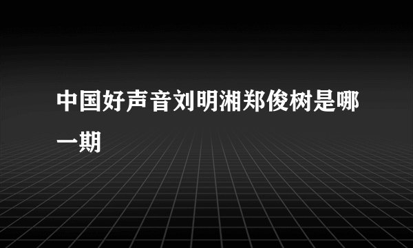 中国好声音刘明湘郑俊树是哪一期