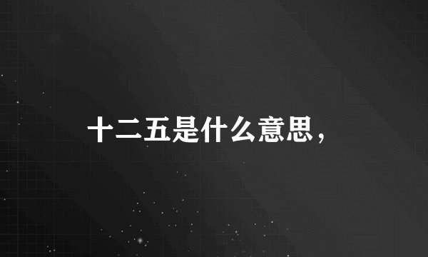 十二五是什么意思，