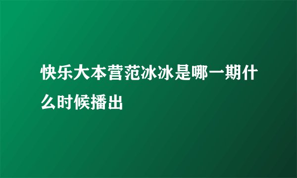 快乐大本营范冰冰是哪一期什么时候播出