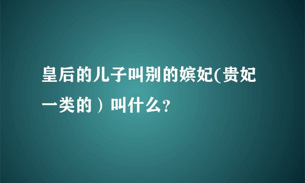 皇后的儿子叫别的嫔妃(贵妃一类的)叫什么?