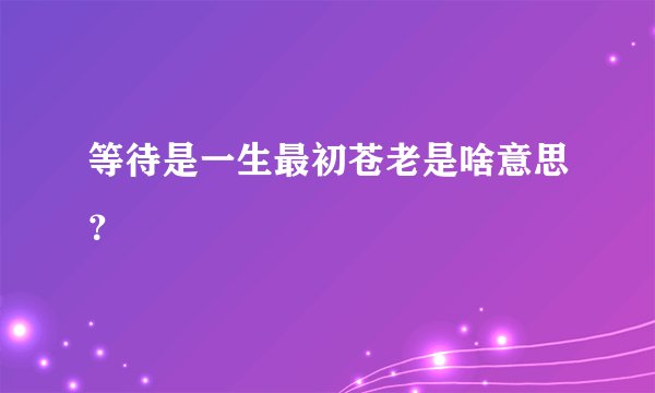 等待是一生最初苍老是啥意思？