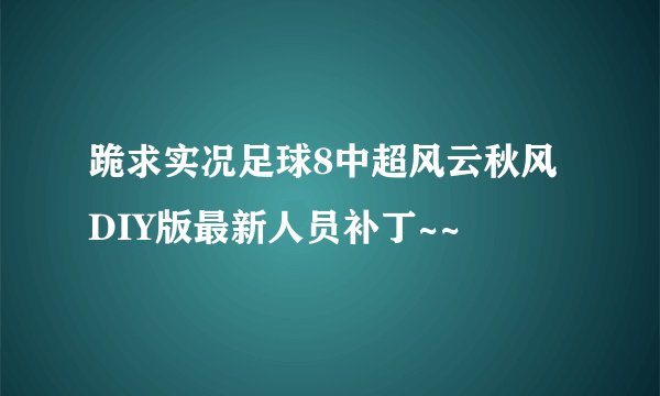 跪求实况足球8中超风云秋风DIY版最新人员补丁~~