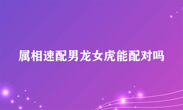 属相速配男龙女虎能配对吗