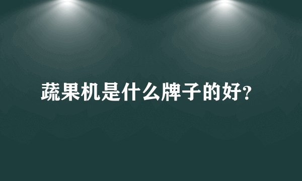 蔬果机是什么牌子的好？