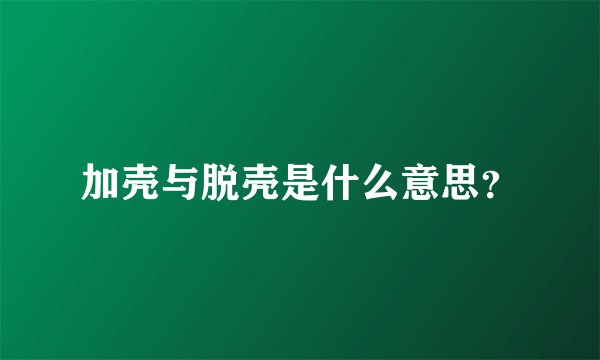 加壳与脱壳是什么意思?