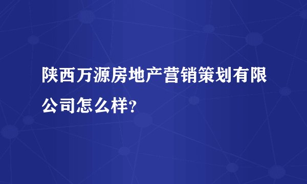 陕西万源房地产营销策划有限公司怎么样？