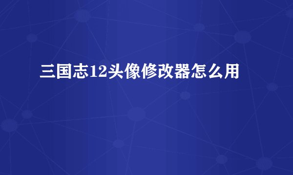 三国志12头像修改器怎么用
