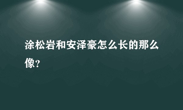 涂松岩和安泽豪怎么长的那么像？