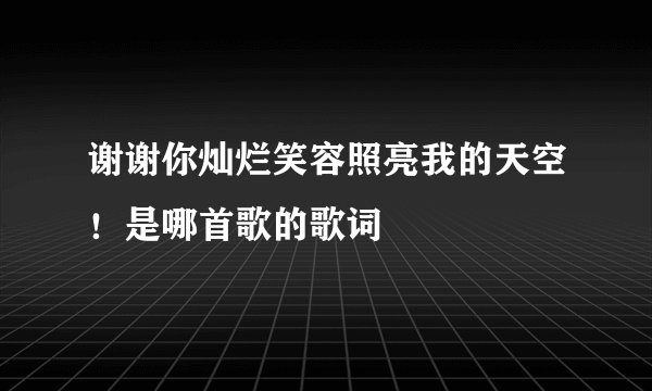 谢谢你灿烂笑容照亮我的天空！是哪首歌的歌词
