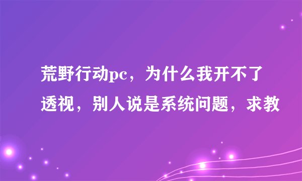 荒野行动pc，为什么我开不了透视，别人说是系统问题，求教