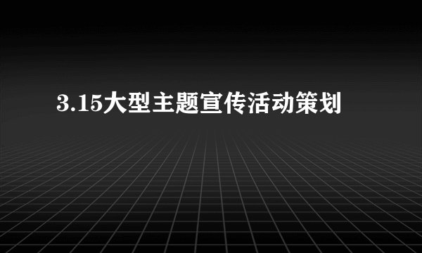 3.15大型主题宣传活动策划
