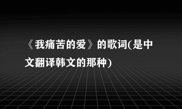 《我痛苦的爱》的歌词(是中文翻译韩文的那种)