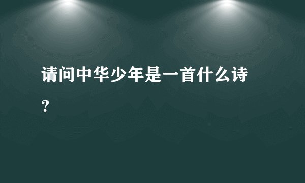 请问中华少年是一首什么诗 ？
