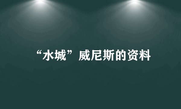 “水城”威尼斯的资料