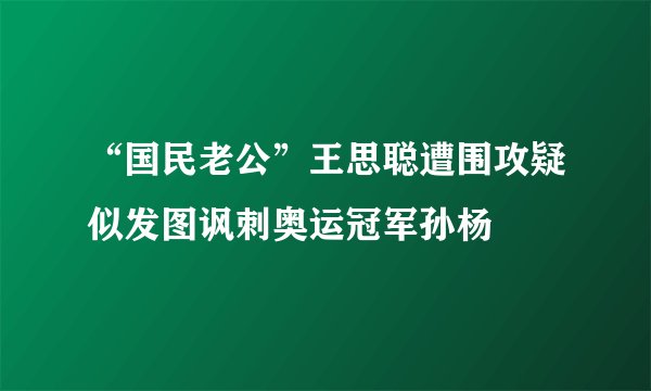 “国民老公”王思聪遭围攻疑似发图讽刺奥运冠军孙杨
