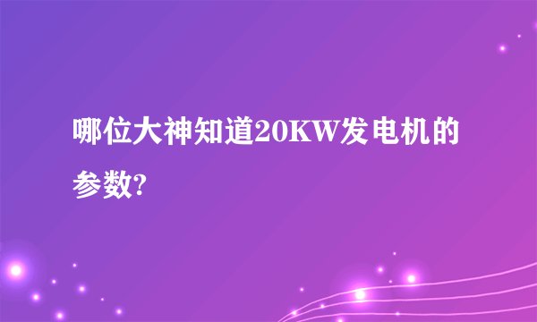哪位大神知道20KW发电机的参数?