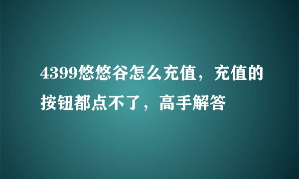 4399悠悠谷怎么充值，充值的按钮都点不了，高手解答