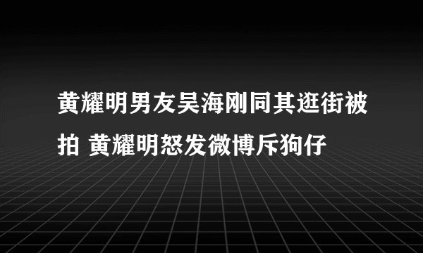 黄耀明男友吴海刚同其逛街被拍 黄耀明怒发微博斥狗仔