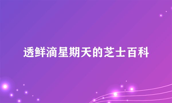 透鲜滴星期天的芝士百科