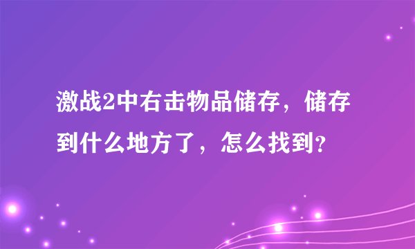 激战2中右击物品储存，储存到什么地方了，怎么找到？