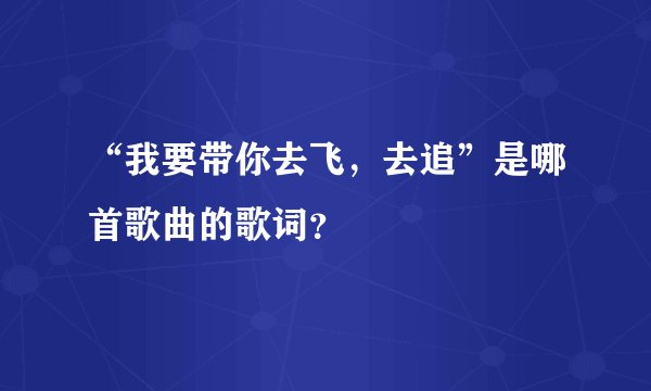 “我要带你去飞，去追”是哪首歌曲的歌词？
