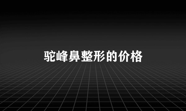 驼峰鼻整形的价格