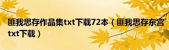 匪我思存作品集txt下载72本(匪我思存东宫txt下载)